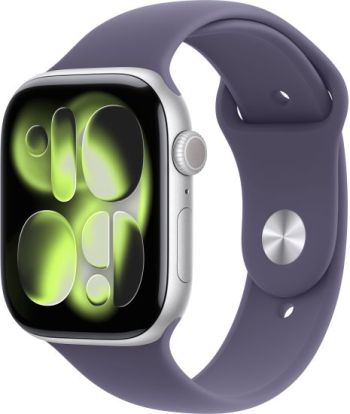 Apple Watch Series 11 GPS 46mm Silver Aluminium Case With Purple Fog Sport Band - Size M/L